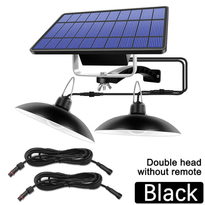 Lampe Solaire Suspendue Double Tête LED Extérieur Camping Jardin