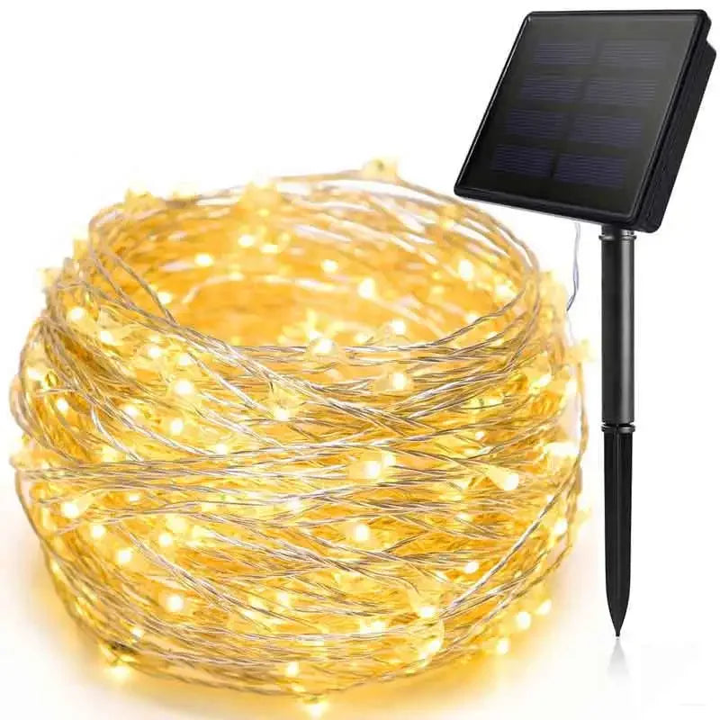 Guirlande Solaire Extérieur Fée Lumineuse 12m 100 LED Noël Halloween