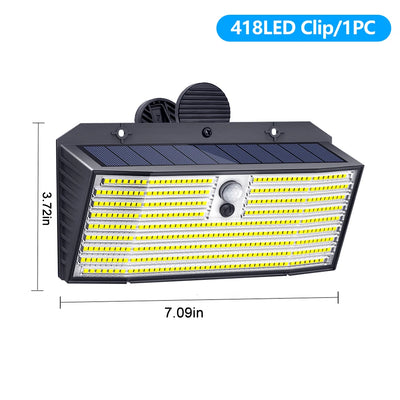 Projecteur Solaire Extérieur à Clipser 418 LED pour Clôture et Gouttière