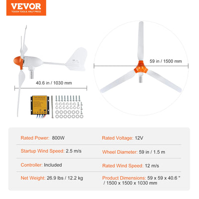 Générateur Éolien SucceBuy 12V 500W et 800W