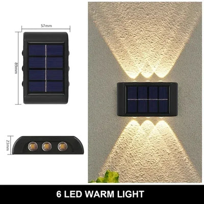 Applique Solaire Murale 12 LED Haut et Bas pour Balustrade