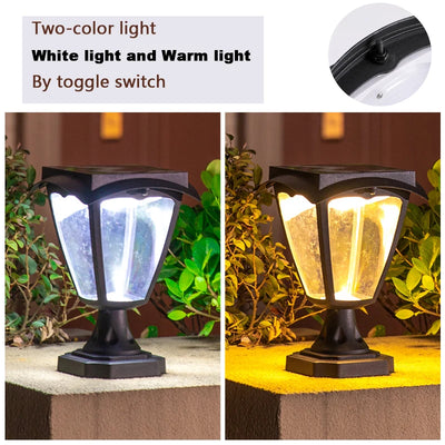 Borne Solaire de Pilier LED Étanche Jardin