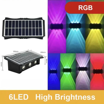 Applique Murale Solaire Extérieur Bidirectionnelle RGB Blanc Chaud 4 à 8 LED