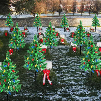 Arbre de Noël Solaire Lot de 4 avec 80 LED C6 Multicolores