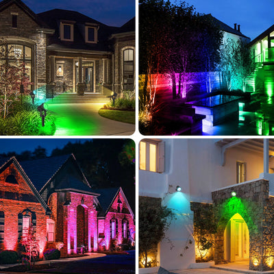 Projecteur Solaire Extérieur LED RVB Étanche pour Jardin