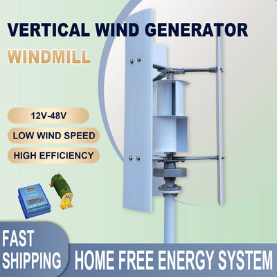 Éolienne Verticale 5000W 6000W 12-48V avec Chargeur MPPT
