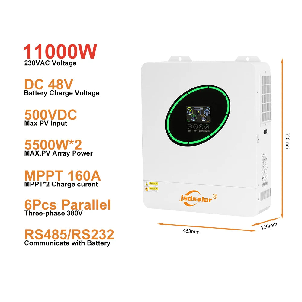 Onduleur Solaire Hybride 11 kW MPPT 48V – rendement et puissance de sortie