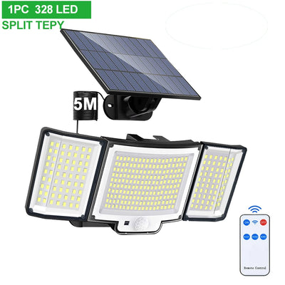 Projecteur Solaire Mural 348 LED Détecteur Mouvement Télécommande