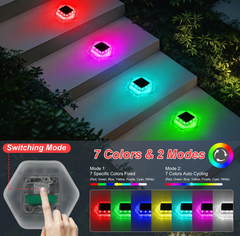 Spot solaire d'escalier LED RGB pour extérieur