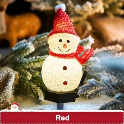 Décoration Solaire Noël Bonhomme de Neige LED Étanche