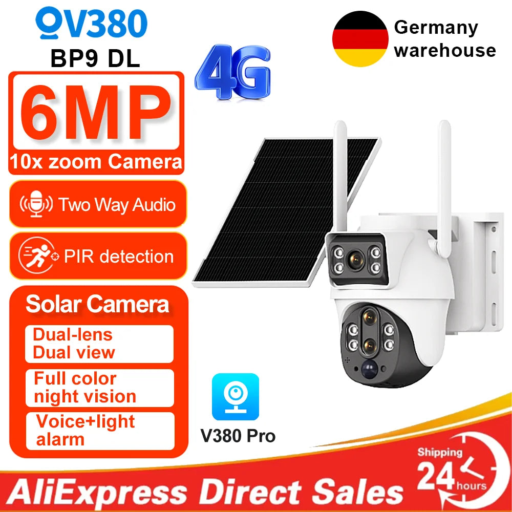 Caméra Solaire 4G Double Objectif Zoom 10X – surveillance extérieure jour et nuit