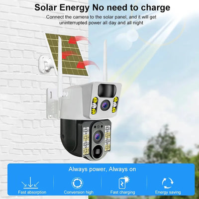 Caméra de Surveillance Solaire 4G Double Objectif 4K V380