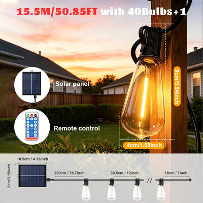 Guirlande Solaire Extérieur ST38 avec Télécommande Étanche