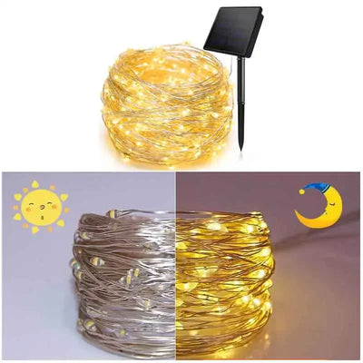 Guirlande Solaire Extérieur Fée Lumineuse 12m 100 LED Noël Halloween