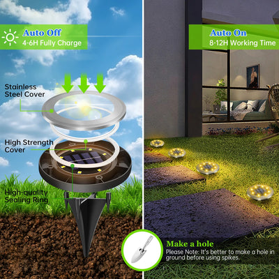 Lampe Solaire Extérieure 8 LED Encastrable Sol Jardin