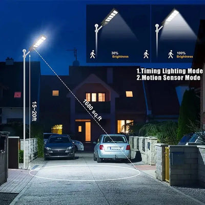 Réverbère Solaire Extérieur avec Détecteur de Mouvement Radar, Étanche