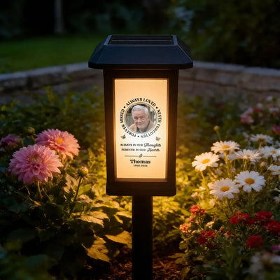 Lampe Solaire de Jardin Personnalisée avec Plaque Photo