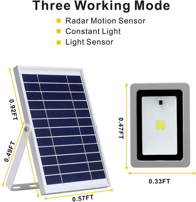 Projecteur Solaire Extérieur Détecteur de Mouvement Radar 62 LED