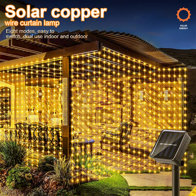 Rideau Lumineux Solaire LED Fil de Cuivre Extérieur