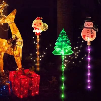 Kit Solaire Noël 6 en 1 Père Noël Sapin et Renne pour Pelouse