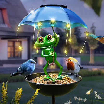 Mangeoire Solaire à Oiseaux Grenouille Décorative