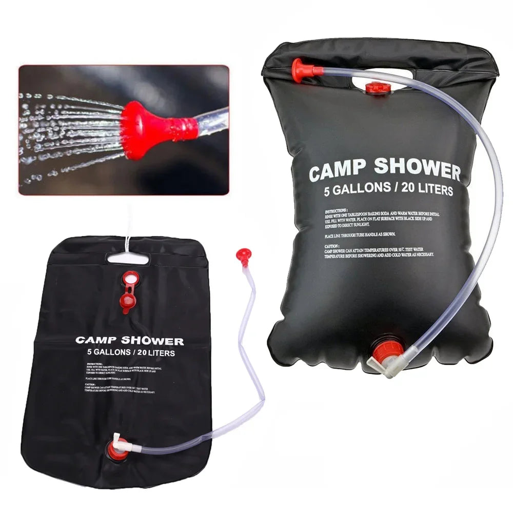 Sac de Douche Solaire 20 L Noir pour Voyage et Plage