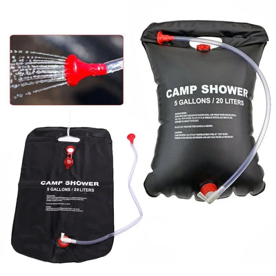 Sac de Douche Solaire 20 L Noir pour Voyage et Plage