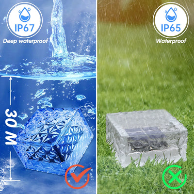 Lampe Solaire Cube de Glace LED Décorative Jardin Piscine