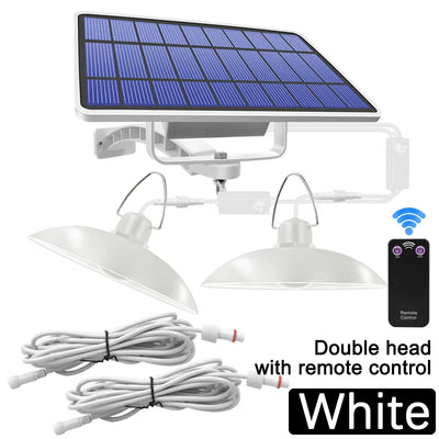 Lampe Solaire Suspendue Double Tête LED Extérieur Camping Jardin