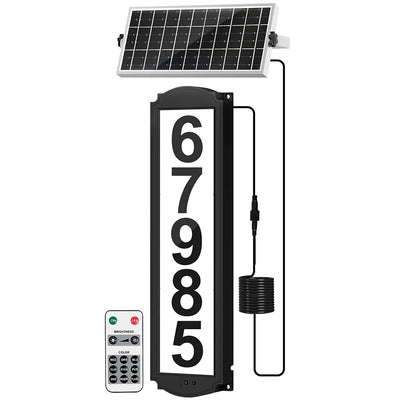 Numéro de Maison Solaire LED Étanche Plaque Adresse Extérieure