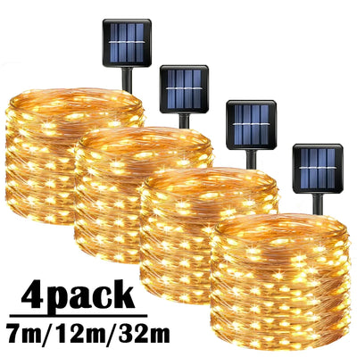 Guirlande Solaire Fil de Cuivre 8 Modes Étanche Noël