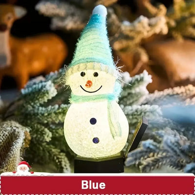 Décoration Solaire Noël Bonhomme de Neige LED Étanche