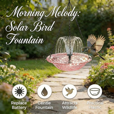 Fontaine Solaire Suspendue Bain d'Oiseaux et Mangeoire de Jardin