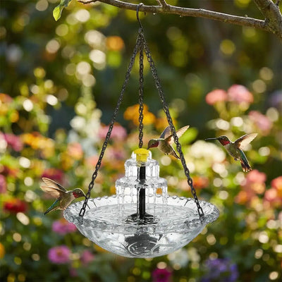 Fontaine Solaire Suspendue Bain d'Oiseaux à Eau Courante