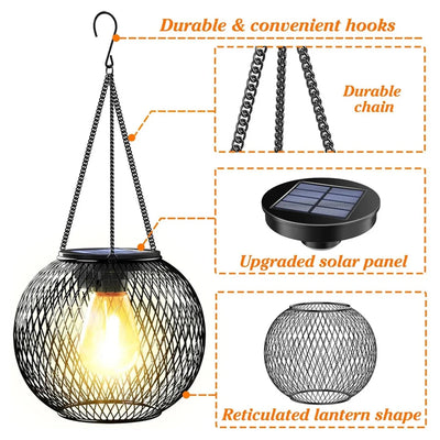 Lanterne Solaire Extérieure à Suspendre Métal LED 3000K