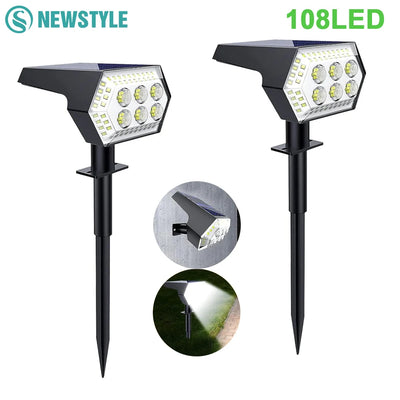 Spot Solaire Jardin 108 LED Projecteur Paysage Extérieur