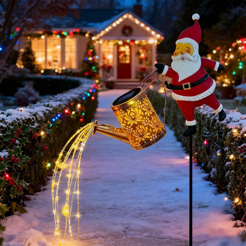 Lampe Solaire Père Noël Pomme de Douche Décorative Jardin