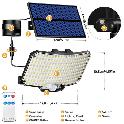 Applique Murale Solaire Extérieur Détecteur de Mouvement 234 LED