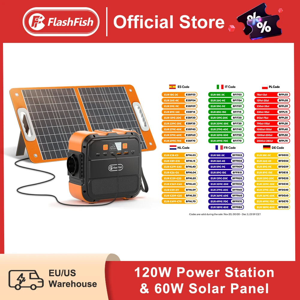 Station d'Énergie Solaire Portable 120W