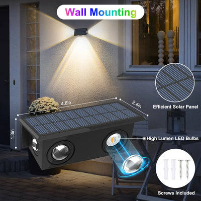 Lampe Solaire RGB Étanche IP65 Décoration Jardin Cour Mur