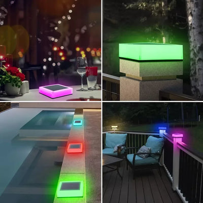 Lampe Solaire Extérieur Décorative Tête de Colonne RVB 7 Couleurs