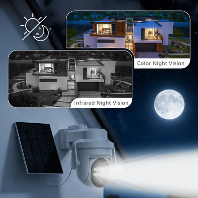 Caméra Solaire WiFi 4MP 2K Dôme Alarme PIR et Audio