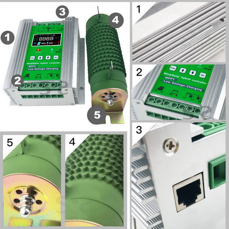 Régulateur Hybride MPPT Solaire 3000W et Éolien 2000W