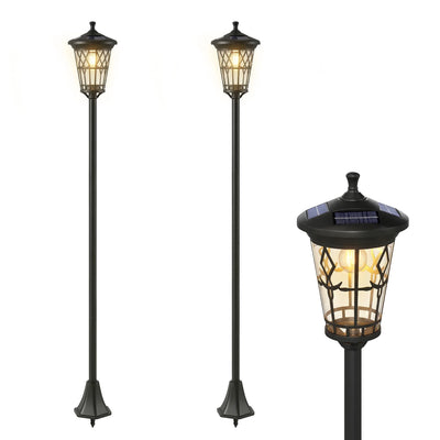 Lampadaire Solaire Outsunny 1,86 m Acier Inoxydable Lot de 2