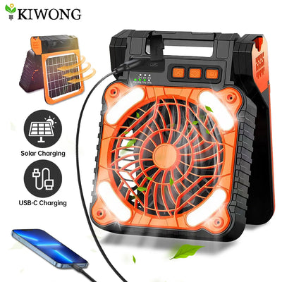 Ventilateur de Camping Solaire avec Lanterne LED Portable