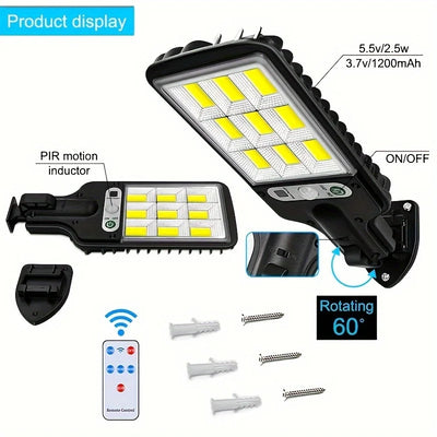 Projecteur Solaire Extérieur Détecteur de Mouvement PIR 108 LED COB