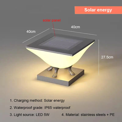 Lampe Solaire de Pilier Moderne d'Extérieur