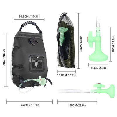 Douche Solaire de Camping 20L avec Pomme de Douche et Tuyau