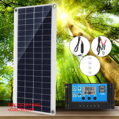 Kit Panneau Solaire 30W avec Régulateur et Sortie USB