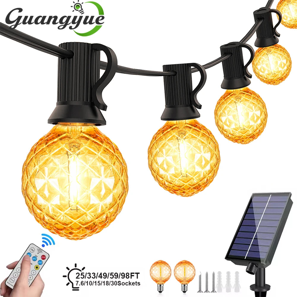 Guirlande Solaire Extérieur Guinguette G40 Globe Ambre Facetté